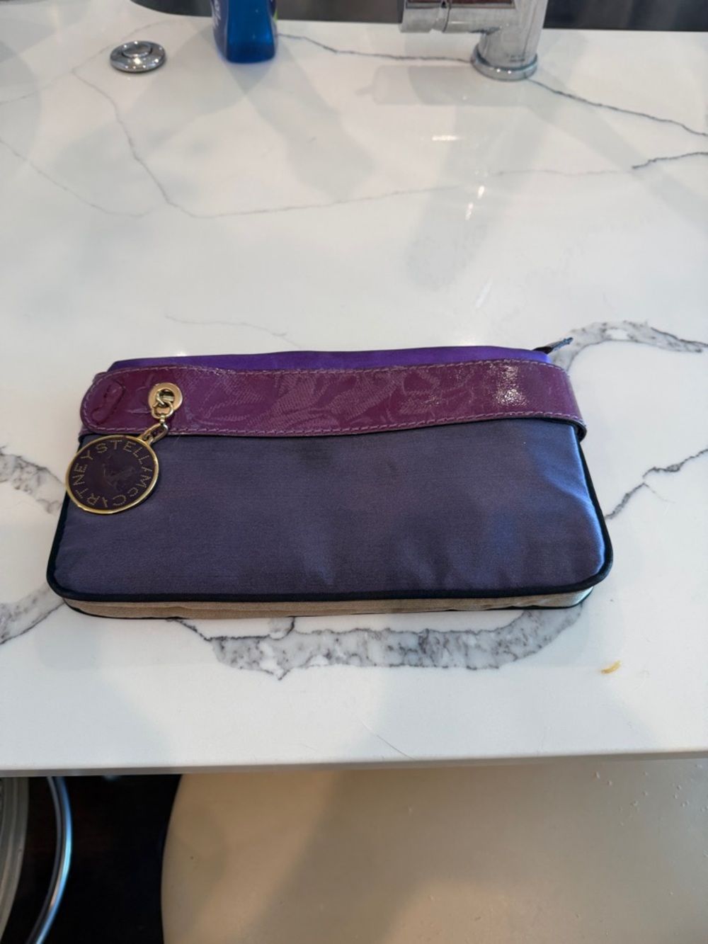 Stella McCartney Purple  Zip Wristlet with Gold Charm